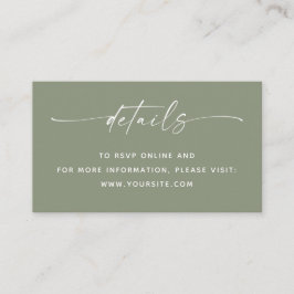 Wedding Details + QR Code | Sage Green Minimalist  Begleitkarte