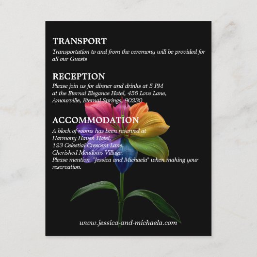 🌈 Wedding Details Technicolor Love Begleitkarte (Rückseite)