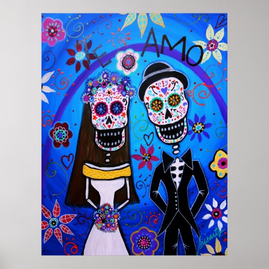 Wedding Dia de los Muertos Couple Poster (Vorne)
