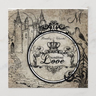 Wedding die Brown-Damast-unbedingte Liebe laden Einladung