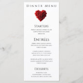 Wedding Dinner and Bar Menu-Heart Shaped Red Roses Menükarte (Vorderseite)