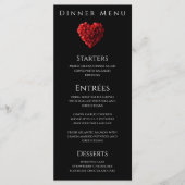 Wedding Dinner and Bar Menu-Heart Shaped Red Roses Menükarte (Vorderseite)