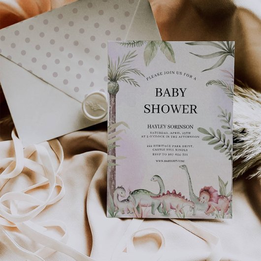 Wedding Dinosaur Babydusche Einladung