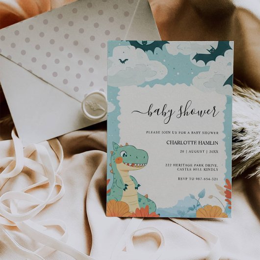 Wedding Dinosaur Babydusche Einladung