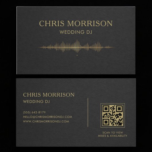 Wedding DJ Music Black Gold QR Code Professional Visitenkarte
