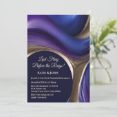 Wedding-Dner Probe-Blue Lila und Gold- Einladung (Stehend Vorderseite)