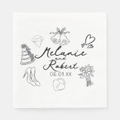Wedding Doodle Save the Dates Wedding Anniversary Serviette (Vorderseite)