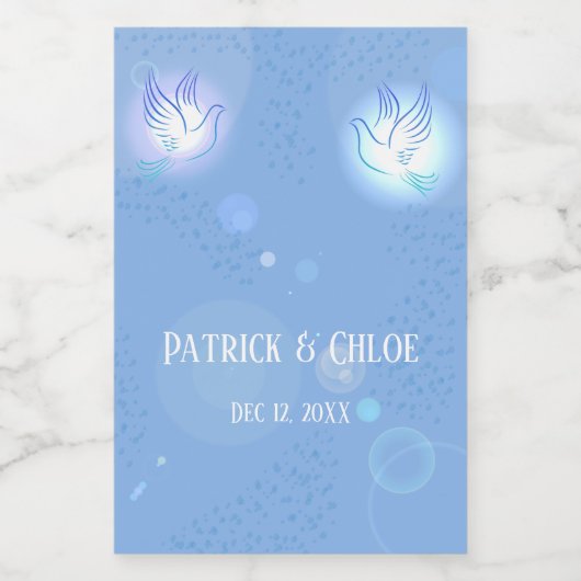 Wedding Dove Blue Lighting Weinetikett (Einzelnes Label)
