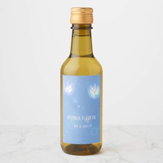 Wedding Dove Blue Lighting Weinetikett (Vorderseite)