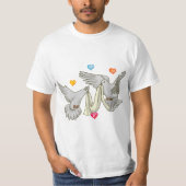 Wedding dove silhouette,wedding rings T-Shirt (Vorderseite)