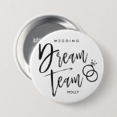 Wedding Dream Team | Black Script Rings Two Button (Vorne & Hinten)