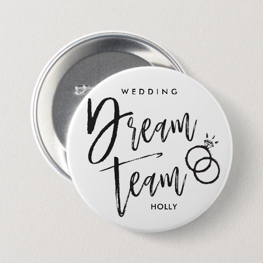 Wedding Dream Team | Black Script Rings Two Button (Vorne & Hinten)