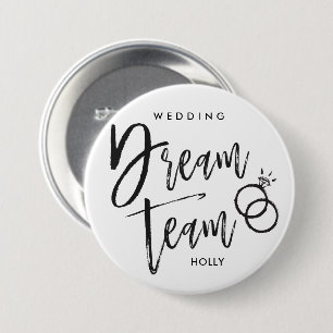 Wedding Dream Team   Black Script Rings Two Button