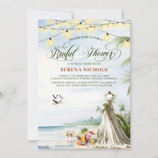 Wedding Dress Beach Boho Brautparty Hen Party Einladung (Vorderseite)