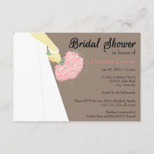 Wedding Dress & Bouquet - 3x5 Brautparty Einladung