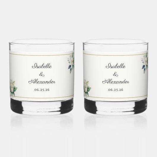 Wedding Drinkware Botanical Personalized Whiskyglas (Vorderseite)