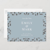 Wedding Dusty Blue Elegant Save the Date Postkarte (Vorne/Hinten)