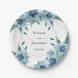 Wedding Dusty Blue Floral Vintages Shabby Chic Pap Pappteller