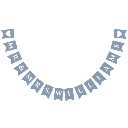 Wedding Dusty Blue Mr. & Mrs. 8 Letter Name Simple Wimpelkette (Alle)