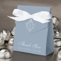 Wedding Dusty Blue Wappen Monogram Vielen Dank