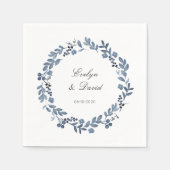 Wedding Dusty Blue Wasserfarbe Name und Datum Napk Serviette (Vorderseite)