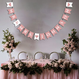 Wedding Dusty Rose hört Mr. & Mrs. 7 Buchstabennam Wimpelkette