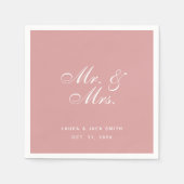 Wedding Dusty Rose Mr. and Mrs Pink White Script Serviette (Vorderseite)