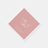 Wedding Dusty Rose Mr. and Mrs Pink White Script Serviette (Ecke)
