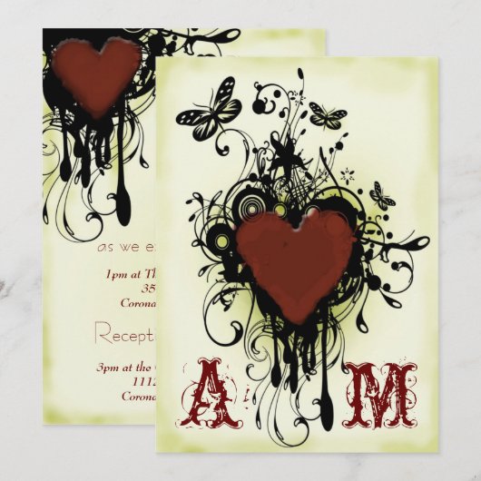 Wedding Einladung 2 der Vintagen (Vorne/Hinten)