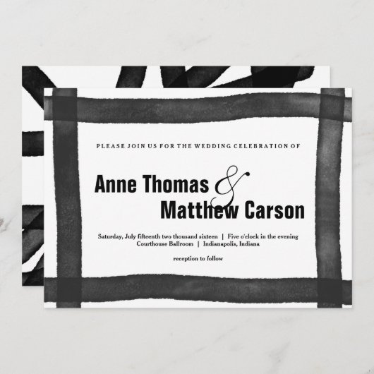 Wedding Einladung der Aquarell-Bürsten-Grenze| (Vorne/Hinten)