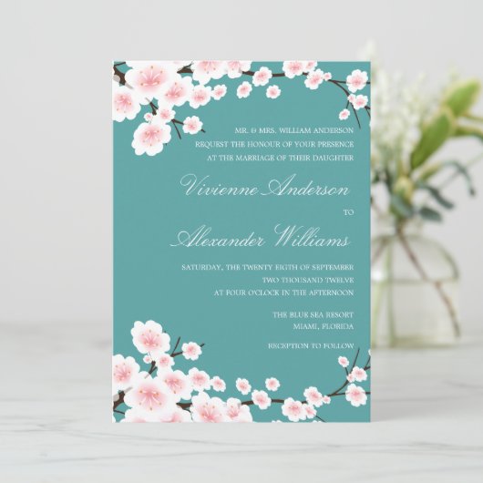 WEDDING EINLADUNG DER KIRSCHblüten-%PIPE% (Stehend Vorderseite)