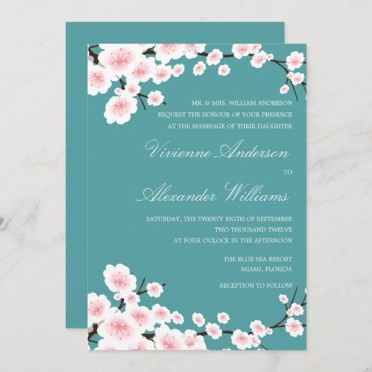 WEDDING EINLADUNG DER KIRSCHblüten-%PIPE% (Vorne/Hinten)