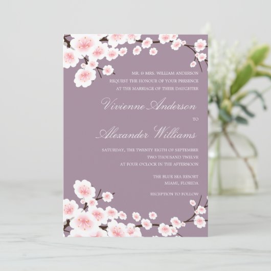 WEDDING EINLADUNG DER KIRSCHblüten-%PIPE% (Stehend Vorderseite)