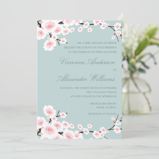 WEDDING EINLADUNG DER KIRSCHblüten-%PIPE% (Stehend Vorderseite)