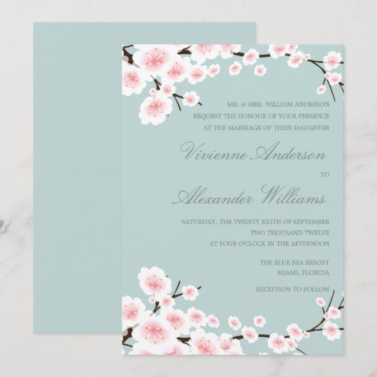 WEDDING EINLADUNG DER KIRSCHblüten-%PIPE% (Vorne/Hinten)