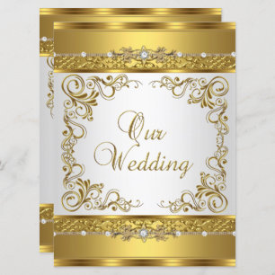 Wedding Einladung Metallic Gold White Diamond