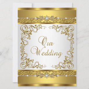 Wedding Einladung Metallic Gold White Diamond