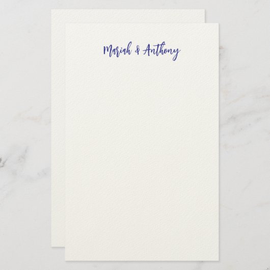 Wedding Elegant Creative Classical Blue White Briefpapier (Vorne/Hinten)