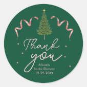 Wedding Elegant Watercolor Greenery Pine Tree Runder Aufkleber (Vorderseite)