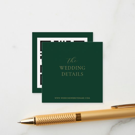 Wedding Emerald Green & Gold Schriftart Begleitkarte (Vorderseite/Rückseite Beispiel)