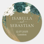 Wedding Emerald Green yellow Rose Runder Aufkleber (Vorderseite)