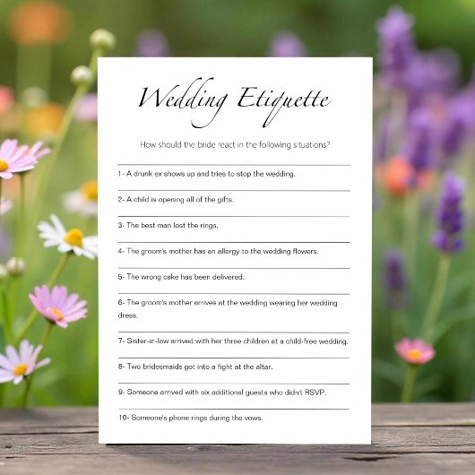 Wedding Etiquette Funny Brautparty Game Card Einladung