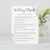 Wedding Etiquette Funny Brautparty Game Einladung (Stehend Vorderseite)