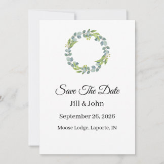 Wedding Eucalyptus Wreath Vertical  Save the Date 