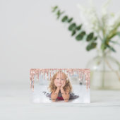 WeddinG Eventplaner Glitzer Tropfen Rose Foto Visitenkarte (Stehend Vorderseite)