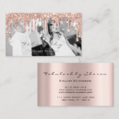 WeddinG Eventplaner Glitzer Tropfen Rose Foto Visitenkarte (Vorne/Hinten)