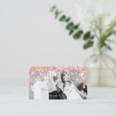 WeddinG Eventplaner Glitzer Tropfen Rose Foto Visitenkarte (Stehend Vorderseite)