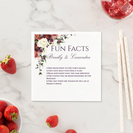 Wedding Fall Floral White Fun Fakten Serviette (Beispiel)