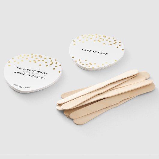 WEDDING FAN Moderne schicke Goldkonfetti Fächer (Non-assembled)