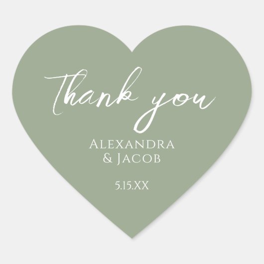 Wedding Favor Labels Elegant Typography Herz-Aufkleber (Vorderseite)